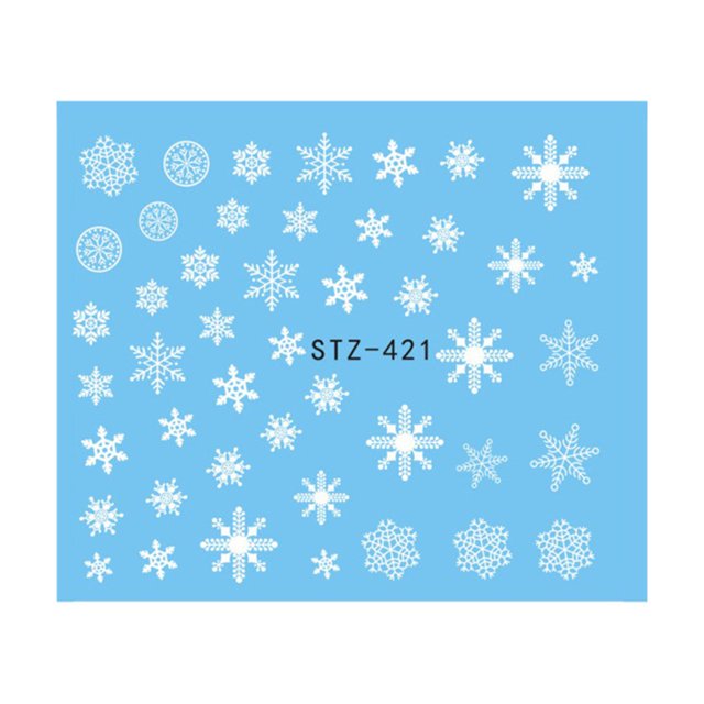Maoww 1 Sheet Christmas 3D Nail Sticker Snowflakes Nail Tips Tatoos Party Manicure Transfer Sticker