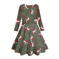 thumbnail image 5 of MIASHUI Robe de Fête Festive pour Filles avec Motif Enchanteur de Cerf et d'Arbre de Noël Vert Foncé, 6-7 Ans, 5 of 5