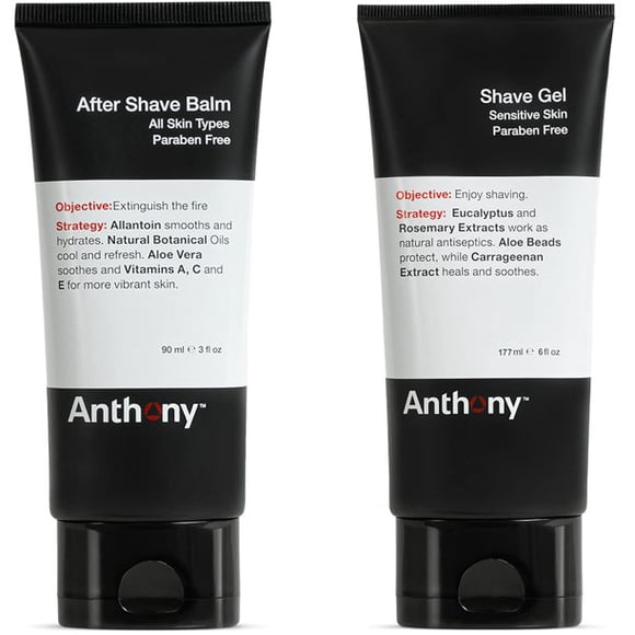 Anthony Gel à Raser, 6 Fl Oz, et Baume après-Rasage Anthony, 3 Fl Oz