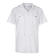 thumbnail image 1 of Pompotops Men's V-Neck Cotton Linen Shirt Double Pocket Workwear Shirt Solid Color Hooded Shirt on Sale, 1 of 8