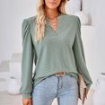 thumbnail image 4 of KIHOUT Spring Winter Womens Tops Fashion Solid Color V-Neck Long Sleeve Loose T-shirt Top Blouse, 4 of 6