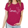 thumbnail image 4 of Diufon Hauts de la Saint-Valentin pour Femmes Décontractés Tendance T-Shirt à Manches Courtes Col Ras du Cou Mignon à Imprimé Graphique Chandail Blouse, 4 of 4