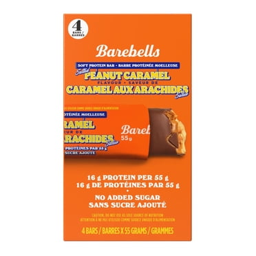 BAREBELLS SOFT PROTEIN BAR CARAMEL SALÉ AUX CACAHUÈTES PACK DE 4 PACKS, 4 X 55 GRAMMES COMPTÉS