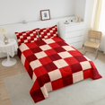 thumbnail image 4 of Erosebridal Check Plaid Bedding Full Comforter Set, Red Geometric Comforter Sets Full Size, Farmhouse Gingham Reversible Down Comforter, Breathable Room Decorative, 3pcs, 4 of 8