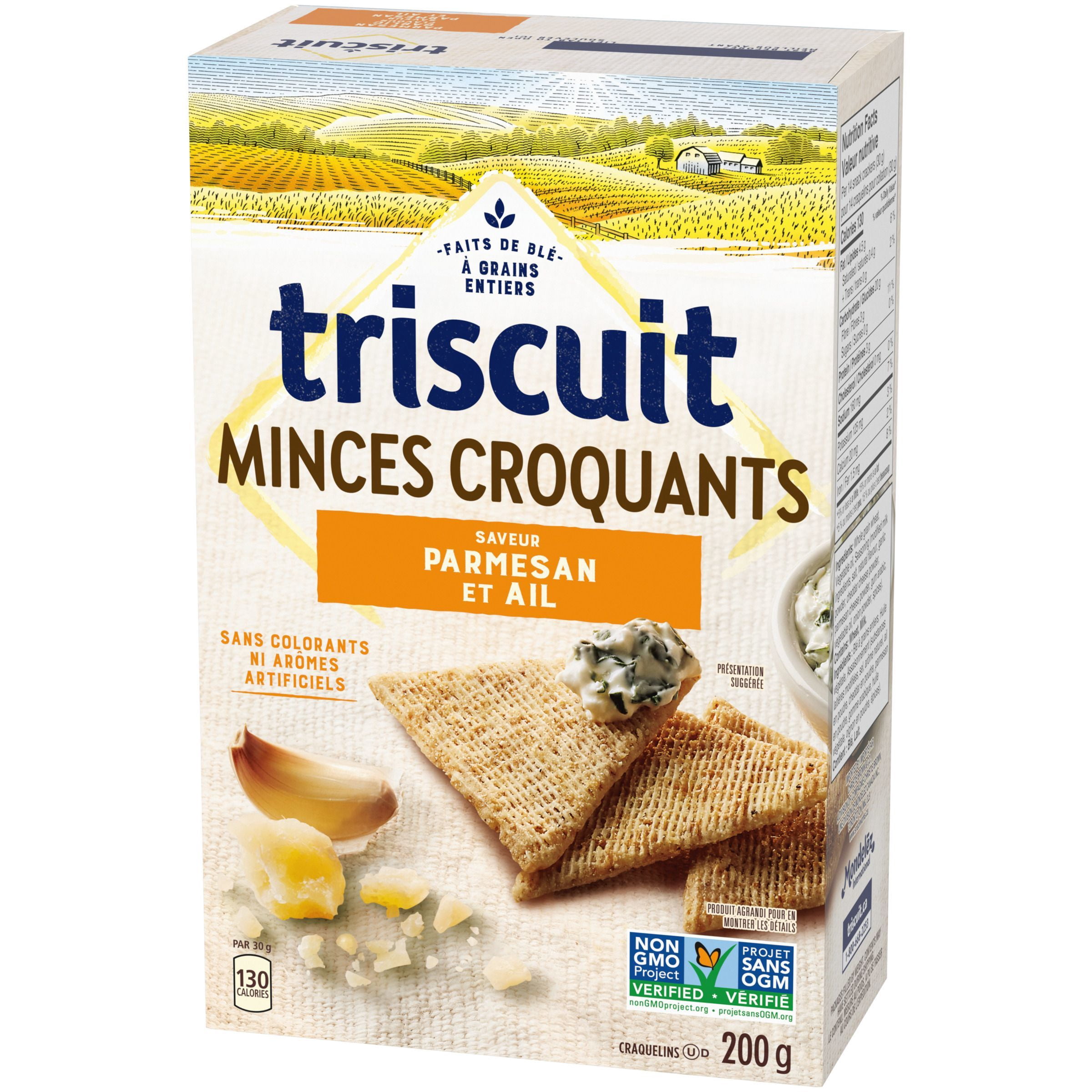 TRISCUIT minces et croquants, à saveur de parmesan et ail craquelins
