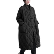 Yuyuzo Women Long Puffer Jackets Oversized Quilted Jacket Winter Warm Lightweight Maxi Coat