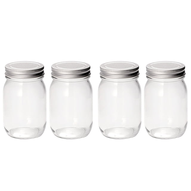 1 Ensemble 4 Pcs Bocaux Mason en Verre Pratiques Boîtes de Rangement Multifonction (Transparent)