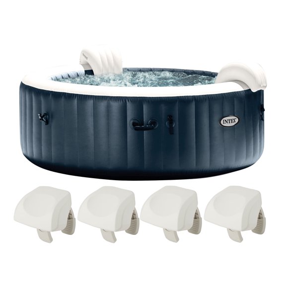 INTEX PureSpa Plus Spa Gonflable Rond et Coussins Appuie-Tête, Blanc (Lot de 4)