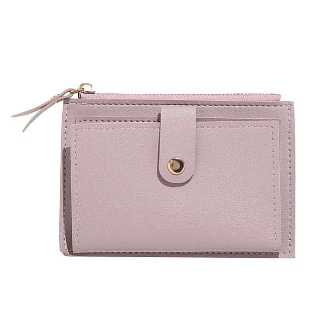 Trayknick Women Wallet Multi Card Slot Smooth Zipper Faux Leather Small Size Fine Texture Short Wallet for Shopping Light Purple
