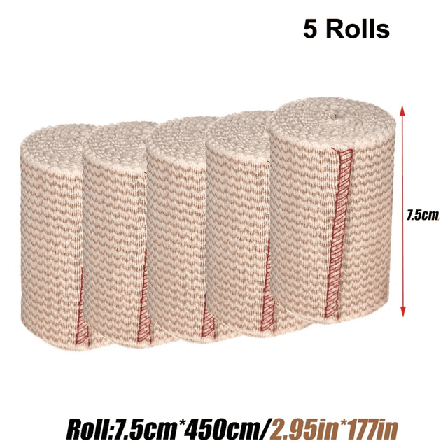 5 Rolls Elastic Bandage Wrap - Compression Bandage with Self Closure and Extra Clips,Latex Free Bandage for Sports,B