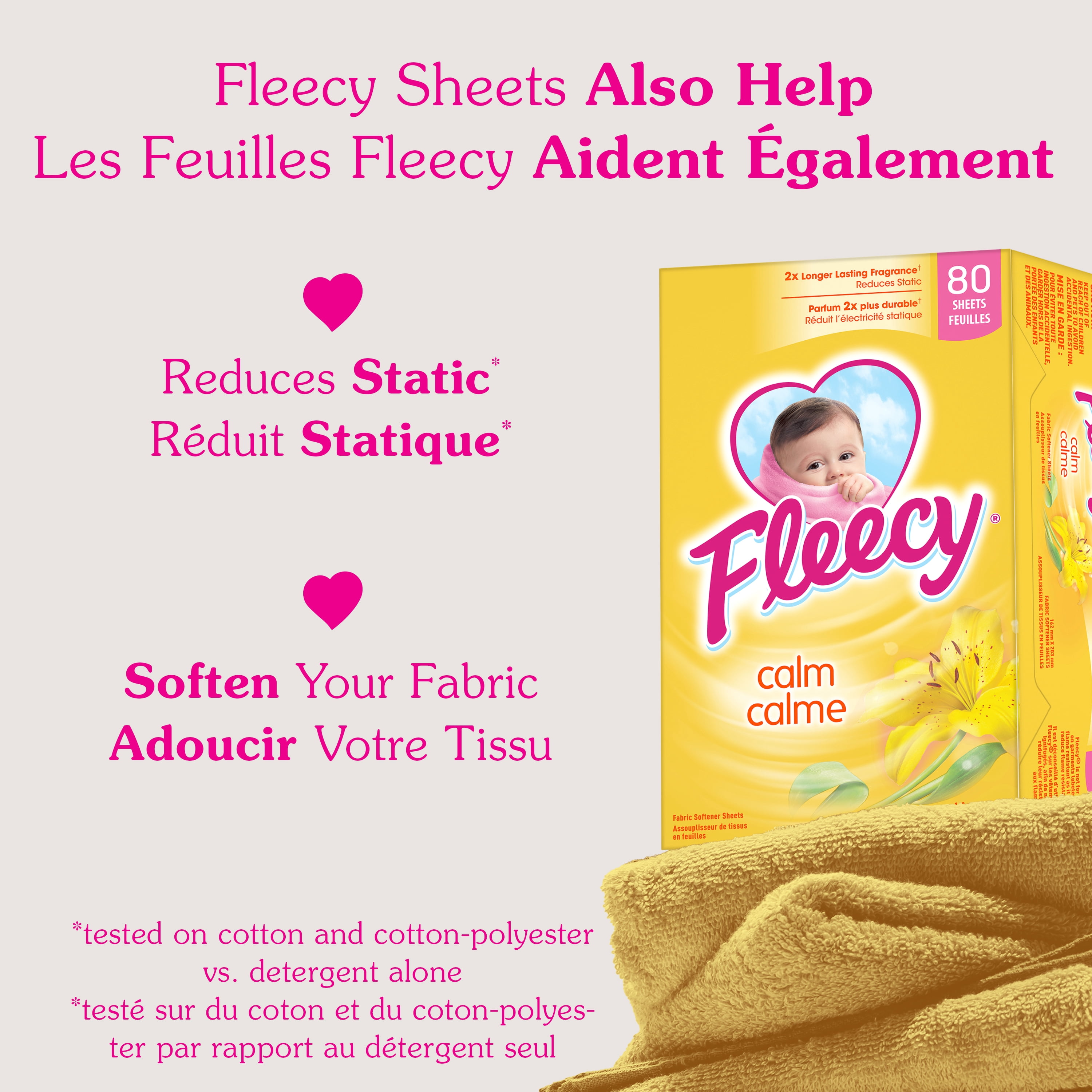 Fleecy Aroma Therapy Calm Dryer Sheets, Vanilla and Honey Lotus, 80 Sheets