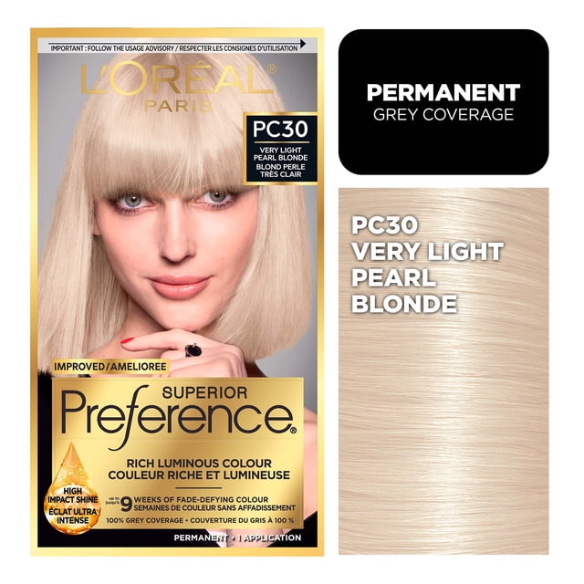 L'Oreal Paris Superior Preference Permanent Hair Color, Oil-in-Gel, Very Light Pearl Blond, 1 unit