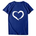 thumbnail image 1 of Babysbule Hauts pour Femmes en Liquidation Femmes Manches Courtes Col Rond Imprimé en Forme de Cœur Hauts Décontractés Blouse T-shirt, 1 of 7