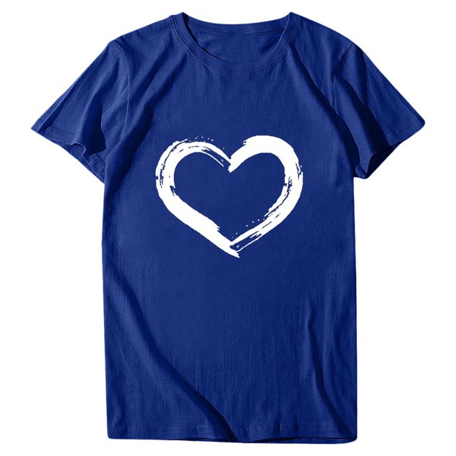 Babysbule Hauts pour Femmes en Liquidation Femmes Manches Courtes Col Rond Imprimé en Forme de Cœur Hauts Décontractés Blouse T-shirt