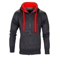 thumbnail image 4 of Sentmoon Mens Hoodies Oversized Drawstring Mens Travel Outfit Long Sleeve Color Block Loose with Pockets Stretchy Mens Fall Clothes Winter Delightful for City Sightseeing in Fall Red XL, 4 of 5