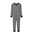 thumbnail image 1 of Pyjama à Rayures pour Adultes, Rabat aux Fesses, Doux, Manches Longues, Tenue de Nuit, Combinaison, Ensemble de Pyjama, 1 of 9
