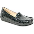 thumbnail image 1 of kozi Femme Confort Décontracté Chaussure Compensée à Enfiler Mocassin ML3255 Bout Rond Semelle Intérieure Amovible Noir Brillant Taille 9.5, 1 of 8