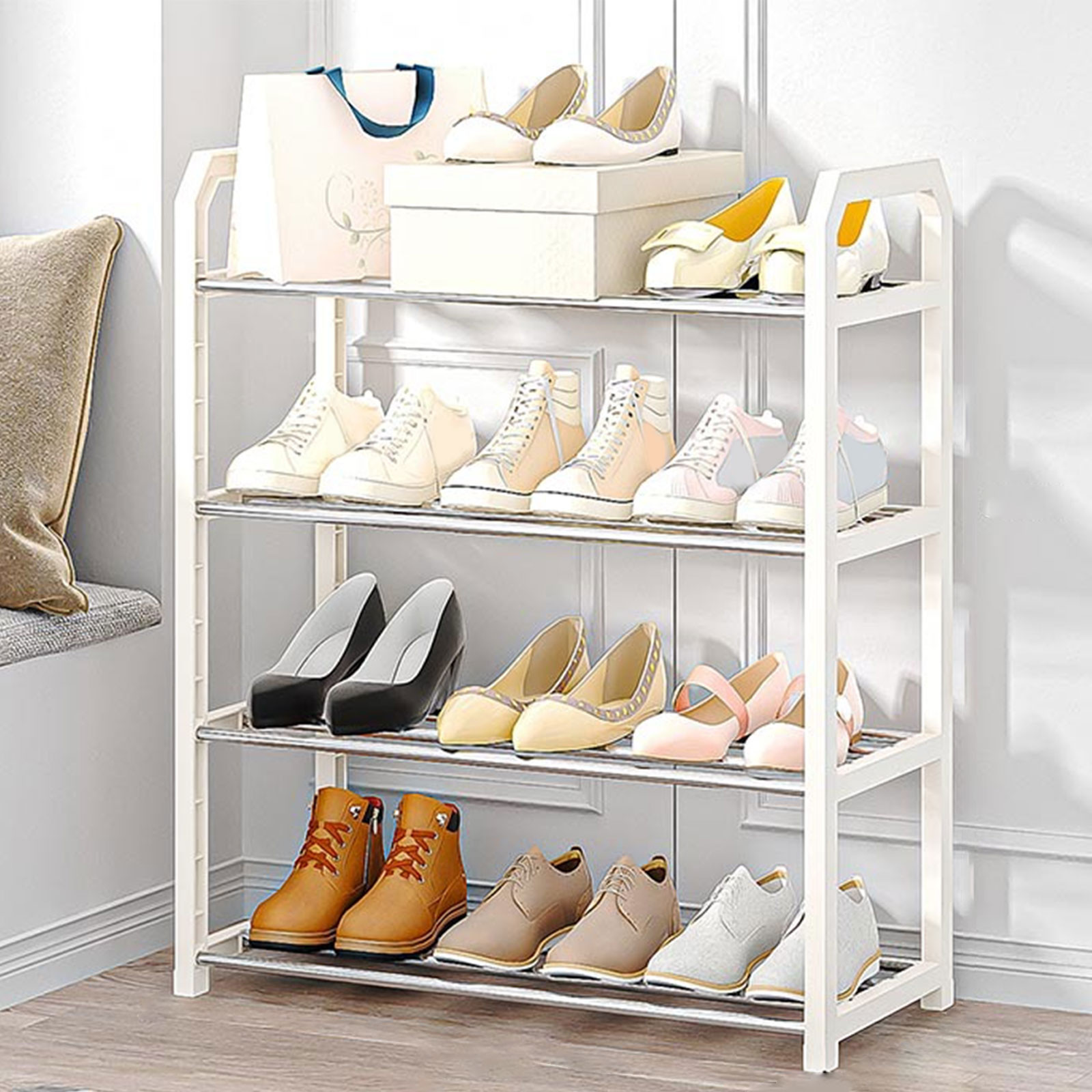 FcBaudy Shoe Rack, Shoe Rack Organizer Multi Layer Quickly Assembled Shoe Rack Home Doorway Dormitory Space Saving Storage Cabinet Economic Shelves Plasti c shoe rack