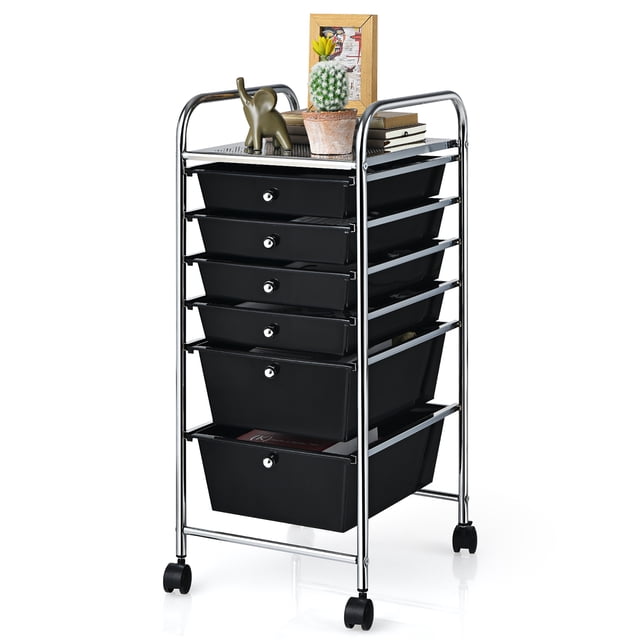 Costway 6 Drawer Rolling Storage Cart Scrapbook Paper Office Organizer Black