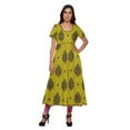 thumbnail image 1 of Moomaya Longues Robes Tuniques en Coton Imprimé à Manches Courtes avec Fente avant pour Femmes, 1 of 6