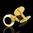 thumbnail image 1 of Gold black Mens Stainless Steel Circles Cufflinks for Shirt with Box - Hand Crafted Perfect Gift, 1 of 1