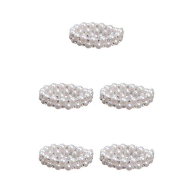 Thinsony Women Chic Pearl Rhinestone Stretch Bracelet Prom Wedding for Bridal White 2 Row 5Set