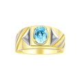 thumbnail image 1 of RYLOS Men's Rings 14K Yellow Gold Ring Classic Designer Style 8X6MM Oval Gemstone & Diamond Ring Blue Topaz Birthstone Rings For Men Size 8, 1 of 7