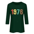 thumbnail image 2 of Uootdi Hauts pour Femmes Manches 3/4 Col Ras du Cou 1976 Imprimé Arc-en-Ciel Rétro Coupe Décontractée T-Shirts Nostalgiques pour Escapade d'Été Cadeau, 2 of 5
