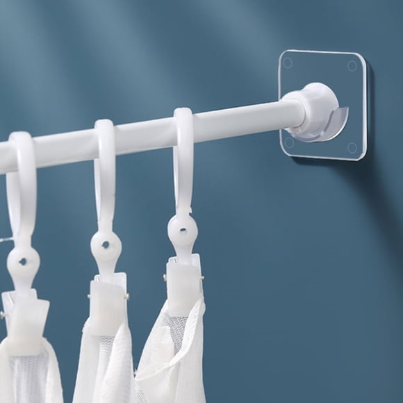 Hot Sale! New! Dusknt Telescopic Rod Holder, Spring Tension Rod Holder Transparent Shower Rod Bracket No Drilling Adhesive Tension Curtain Shower Curtain Rod Holder