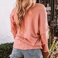 thumbnail image 4 of CEHVOM Women's V-neck Ruffled Lantern Sleeve Splicing Solid Fashion Casual Blouse, 4 of 5