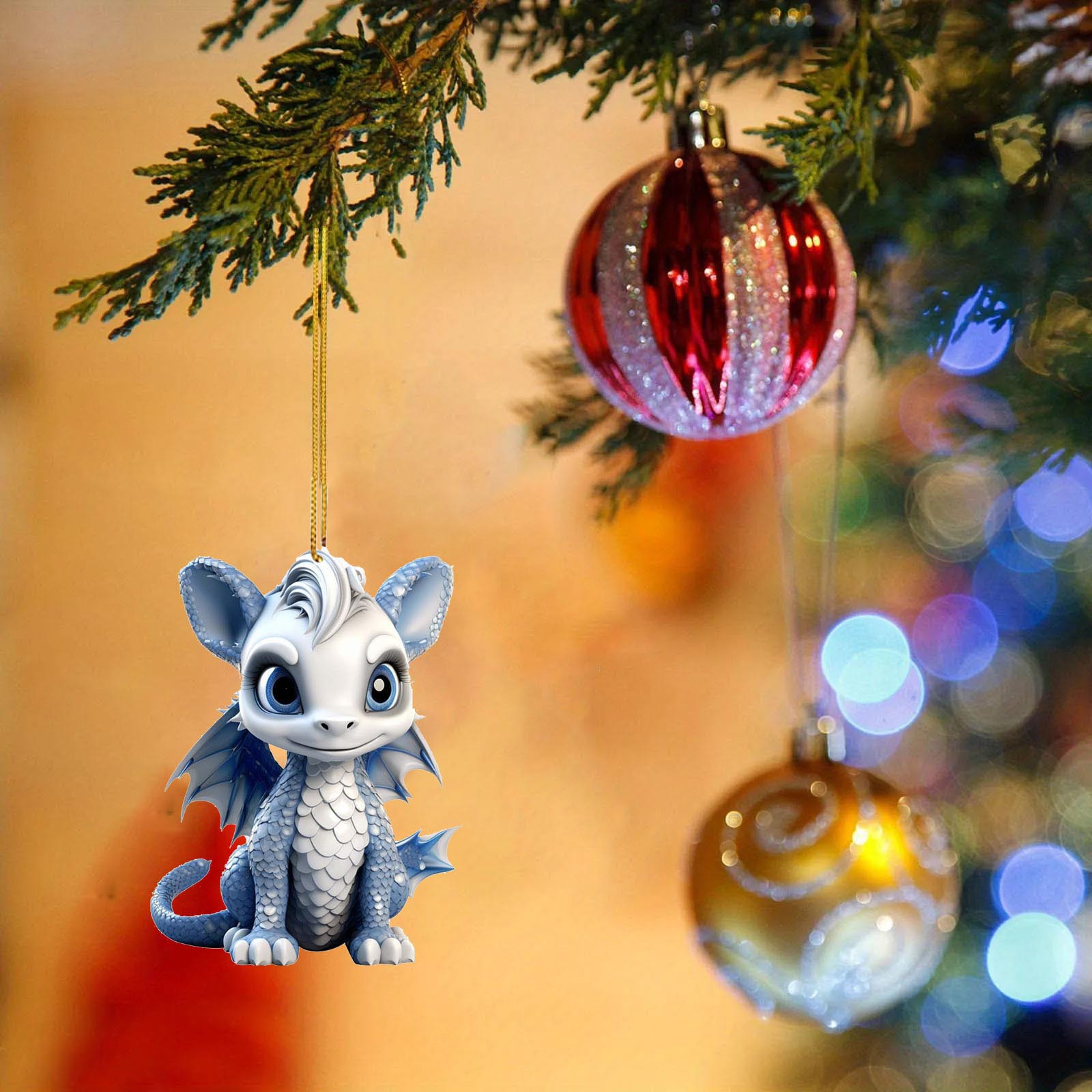 Décorations de Noël Intérieures Fête de Noël Mignon Dragon Volant Bébé Forme Unique Arbre de Noël Décoration Suspendue Décorations de Noël Intérieures en Liquidation