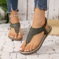 thumbnail image 3 of Hyknon Sandals for Women Large Size New Toe Clip Rhinestone Sandals Elastic Flat Shoes Arch Support Comfortable Sandals, 3 of 5