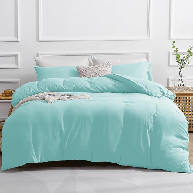 Duvet Cover Queen -Piece Prewashed Ultra Soft Queen Bedding Set - Features Zipper Closure and Corner Ties Includes Duvet Cover x Pillowcases No Comforter