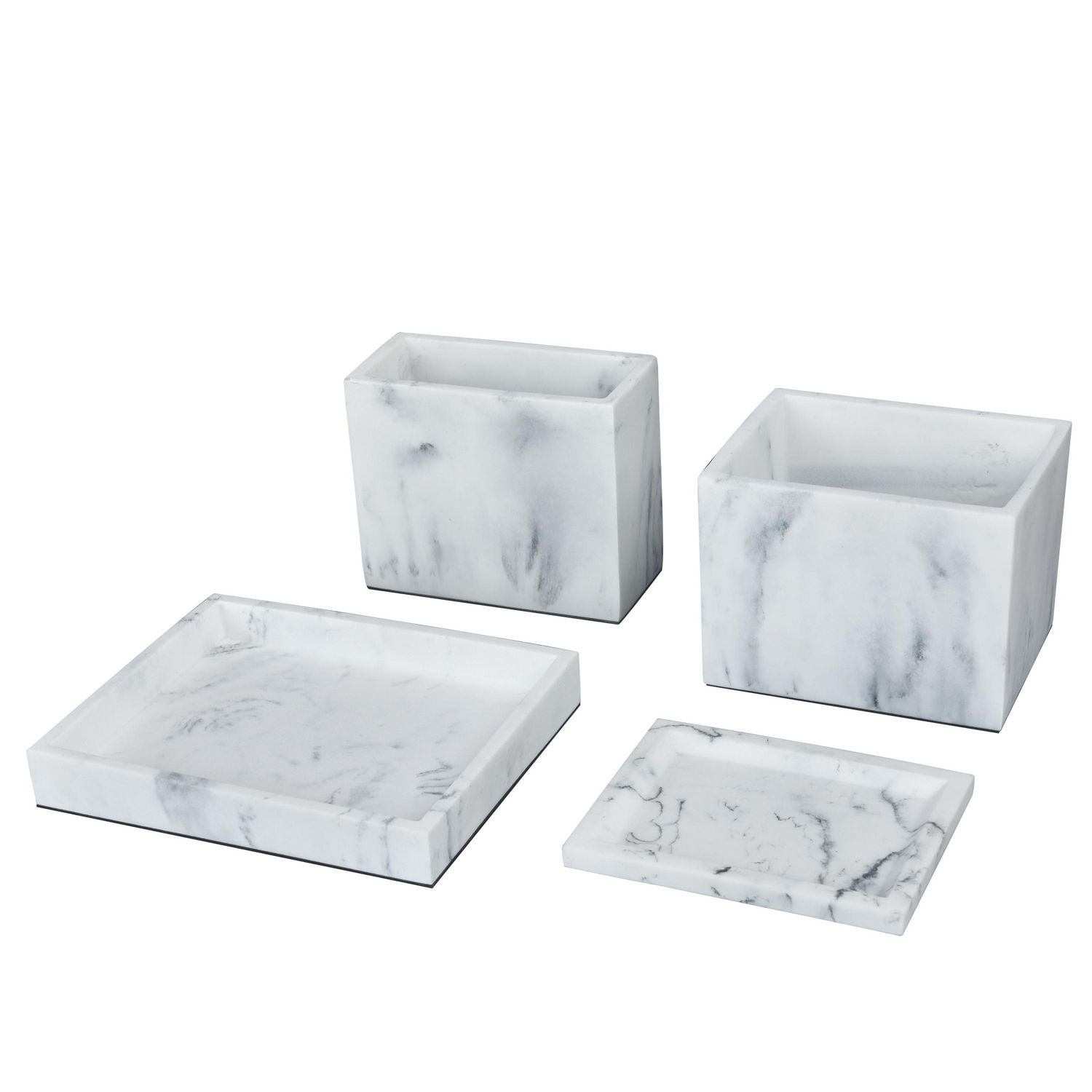 hometrends Ensemble de 4 organisateurs de meuble-lavabo en faux marbre avec côté magnétique, organisateur de meuble-lavabo en grès