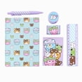 thumbnail image 1 of Claire's Ensemble de Papeterie Violet Sleepy Animals de 6 Pcs, Comprend Bloc-Notes, Règle, journal, Taille-Crayon, Stylo et Gomme, 12308, 1 of 2