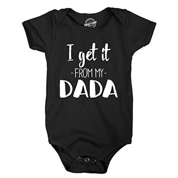 Je l'Obtiens de Mon Dada Drôle Nouveau Papa Fête des Pères Bébé Nourrisson Grenouillère Justaucorps Noir - 6 Mois