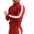thumbnail image 2 of MAWCLOS Mens Tracksuit Long Sleeve Sweatsuits Zip Up 2 Piece Jogging Set Active Running Stand Collar Sweatshirt And Sweatpants Red White L, 2 of 4