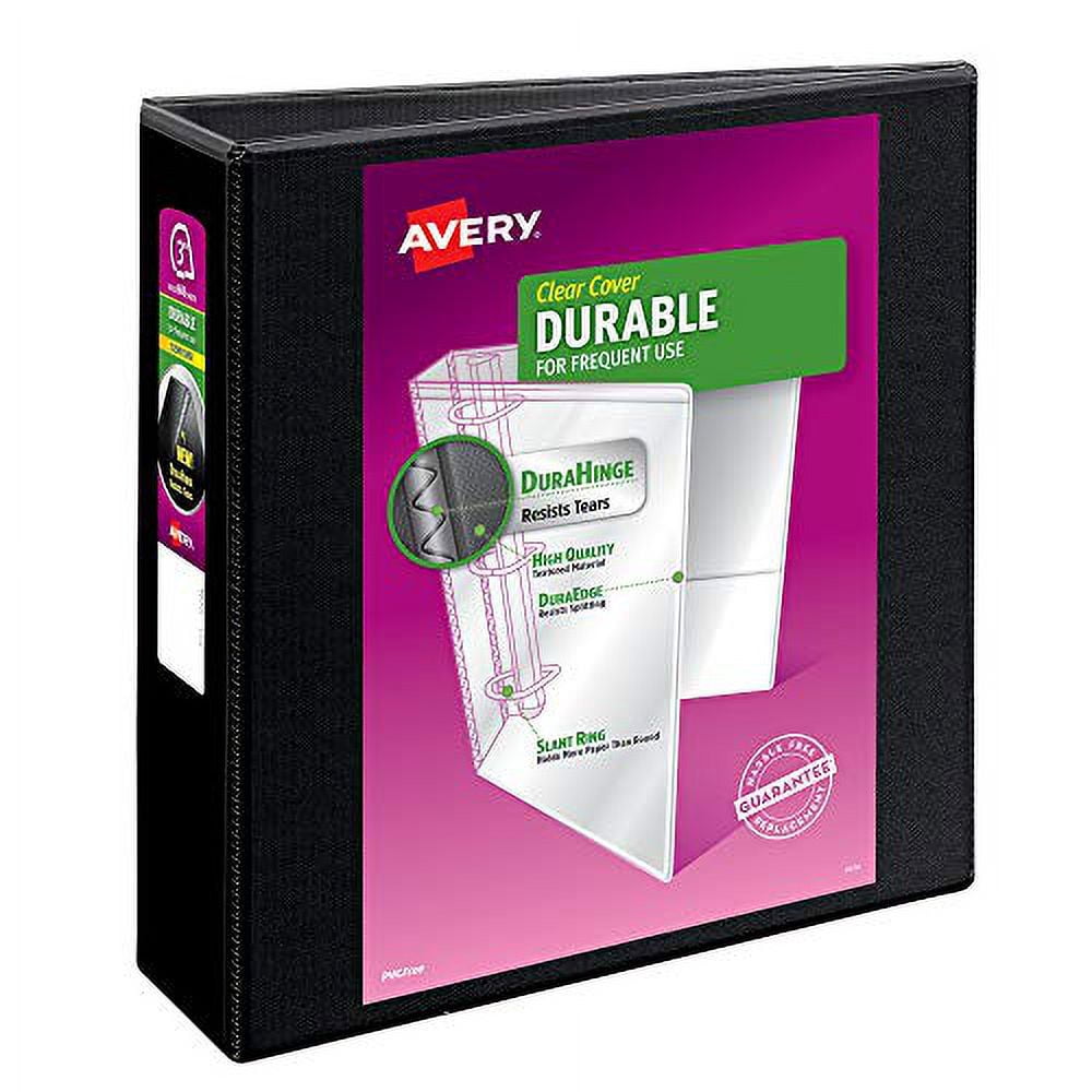 Avery(R) Durable View 3 Ring Binder, 3 Inch EZD Rings, 1 Black Binder (09700)
