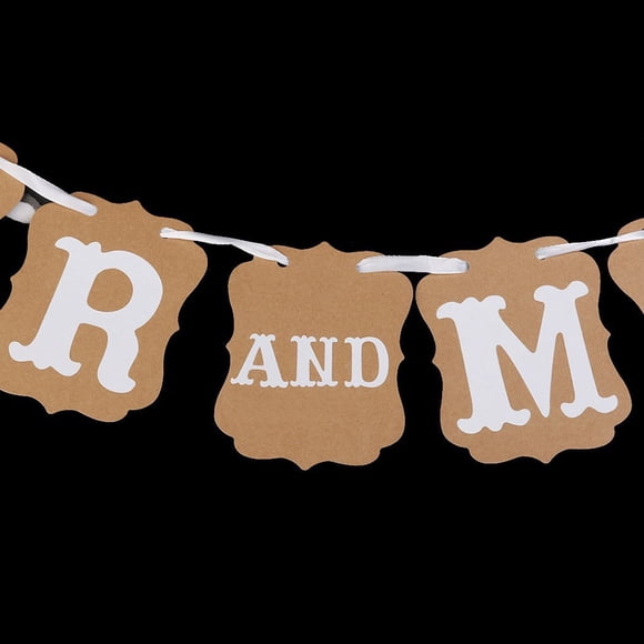 CIMAXIC Wedding MR AND MRS Paper Bunting Banner Wedding Party Favors (Brown),6.3"X4.92"X0.02"