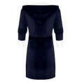 thumbnail image 4 of Fashnice Women Sleepwear Long Sleeve Sherpa Robes Solid Color Fuzzy Plush Bathrobe Warm Sleeping Fleece Robe Navy Blue S, 4 of 7