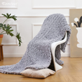 thumbnail image 4 of Comtest Chunky Knit Throw Blanket Chenille, Light Gray, 87"x103"(California King Size), 4 of 6