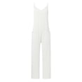 thumbnail image 5 of TrendOFT Jumpsuits For Women Casual Summer Solid Loose Pocket Spaghetti Strap Wide Leg Womens Overalls Rompers White M, 5 of 5