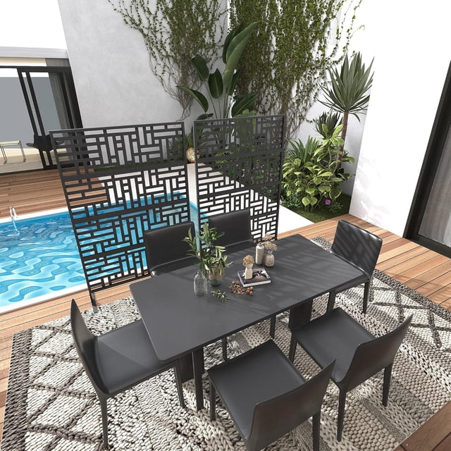 QinaQin 1PC Metal Privacy Screen Outdoor, Freestanding Divider, Geometric