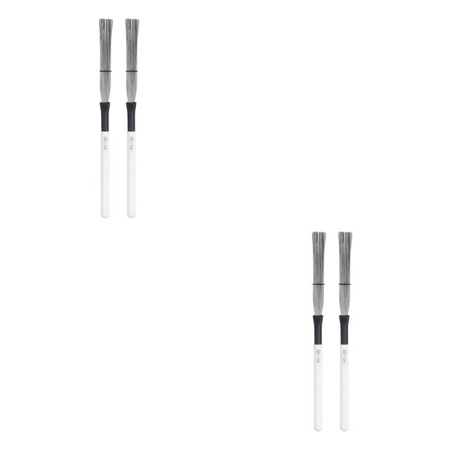 ZLight 2 Pieces Drum Brush Practicing Prop High-carbon Steel Firm Structure Cajon Stick Professional Instrument Supplies Sticks White 2Set