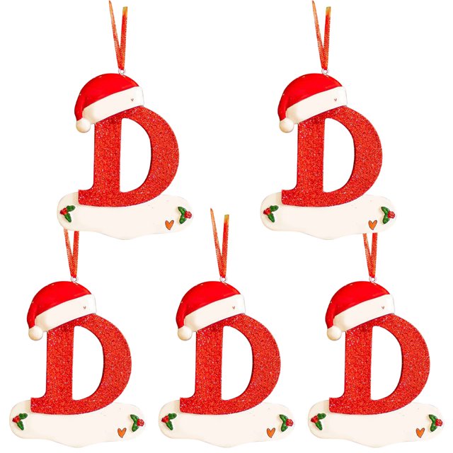 Agiferg Noël Petit Chapeau Rouge Lettre Pendentif DIY Nom Inscriptible 26 Lettre Pendentif 5PCS