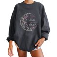 thumbnail image 1 of Pompotops Sweat-Shirt Ample à Manches Longues en Polaire pour Femmes, 1 of 7