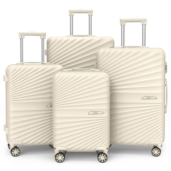 Joyway 4-Piece Hardside Luggage Set with Spinner Wheels and TSA Lock, Lightweight Carry-On Luggage Set for School, Travel, Weekend(White)