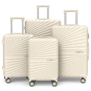 Joyway 4-Piece Hardside Luggage Set with Spinner Wheels and TSA Lock, Lightweight Carry-On Luggage Set for School, Travel, Weekend(White)