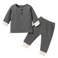 thumbnail image 1 of IROINID Discount Baby Boy Girl Pants Newborn Solid Color Long Sleeve Suit Trousers French Rib Suit,Gray, 1 of 9