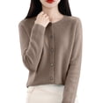thumbnail image 2 of Baberdicy Haut en Tricot Uni pour Femme, Cardigan à Col Rond Ouvert à l'Avant, Cardigan Uni à Col Rond, Chandail en Tricot Décontracté, Haut de Tous les Jours Café TTG, 2 of 5